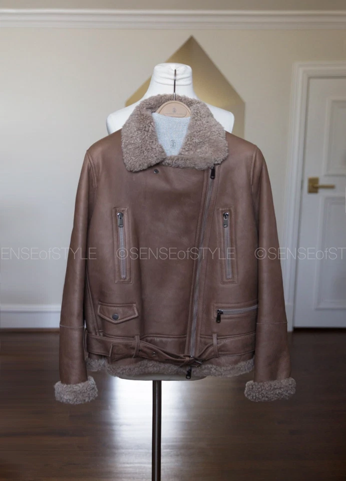 Jaqueta de Couro Brunello Cucinelli Moto Casaco Reversível de Pele Marrom Tamanho 38 XS - Imagem 3 de 4