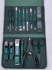 16pc MANICURE SET / Pedicure Kit - Stainless Steel, Professional Grooming, GREEN