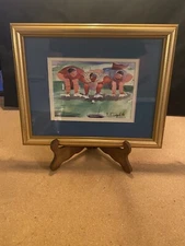 1980s R.E. Templeton Watercolor  Amatuer Putting Golf Art Framed Signed RARE