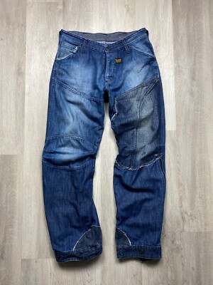 G Star Raw Vintage Mens Denim Pants Double Knee Patchwork Size 33