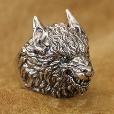 Huge Cupronickel Wolf Man Biker Ring Punk Jewelry CP323A Open US Size 8-15 BZ