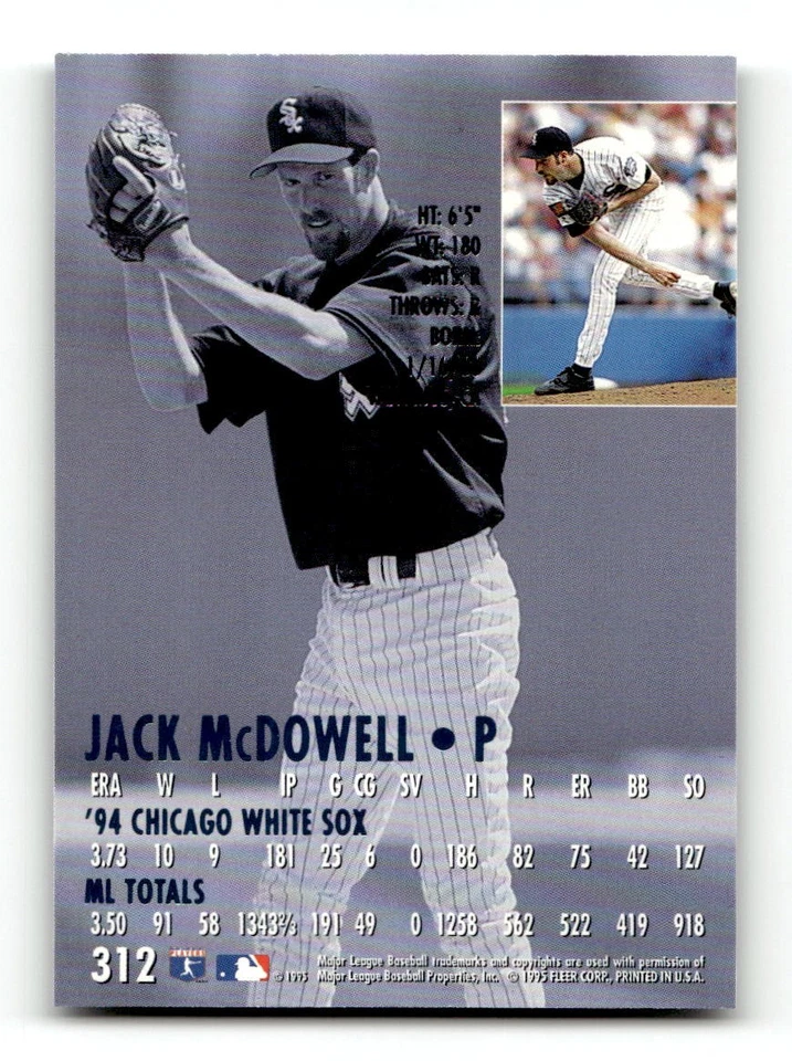 1995 Ultra #312 Jack McDowell - Image 2 of 2