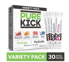 Pure Kick Energy  Hydration Powder Drink Mix Variety Pack, 30 Count Packets