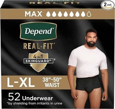 Real Fit Adult Diapers, Incontinence Underwear for Men,Maximum-*52 COUNT*
