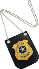 Police Badge with Chain and Belt Clip, Detective Role Play Costume Accessory, Go