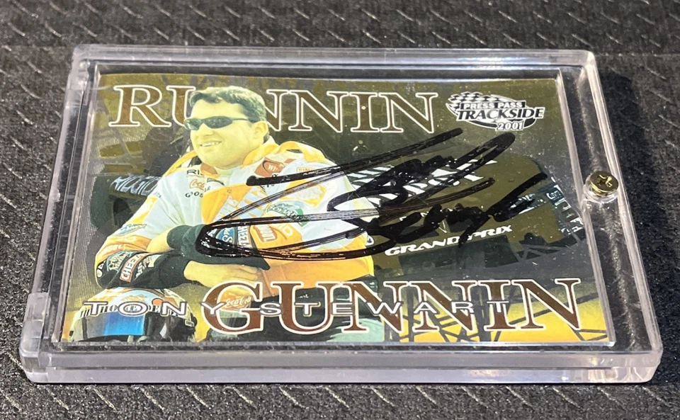 NASCAR TONY STEWART #20 Press Pass Trackside 2001 Autographed CARD /in seal CASE - Image 3 of 4