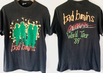 Vtg 2 sided Bad Brains rock band black short sleeve t-shirt QT6591