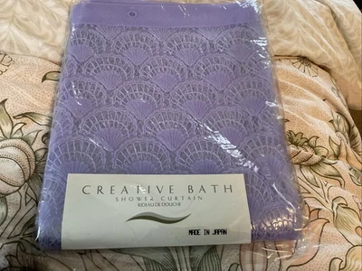 Vintage Lavender purple Shell Pattern Shower Curtain Made In Japan NOS - Image 1 of 4
