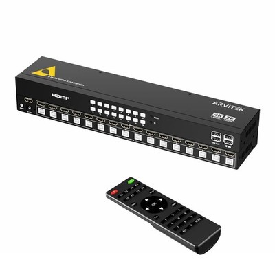 16 Port HDMI KVM Switch 4K@60Hz, 1U Rack Mount Console, USB HDMI Switch to Sh...