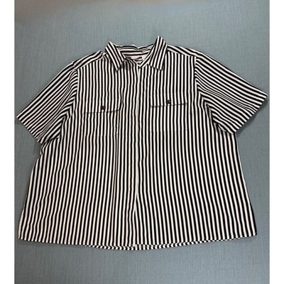 Bobbie Brooks Woman Black White Striped Button Down Blouse Plus Size 22W 24W