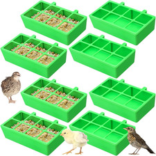 8 Pack No Mess Quail Feeder Trough Removable 8 Slots Hanging Chicken Feeder Bowl