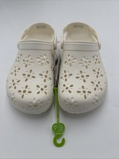 Crocs Classic Floral Cutout Clogs Chalk Women's 8/ Mens 6 NWT