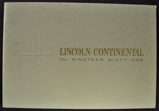 1961 Lincoln Continental Catalog Brochure Sedan Convertible Original 61