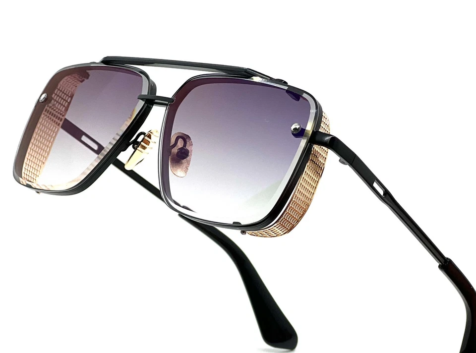 Gafas de sol para hombre de diseñador cuadradas retro marco dorado tonos metal moda hip hop Foto 4 de 4