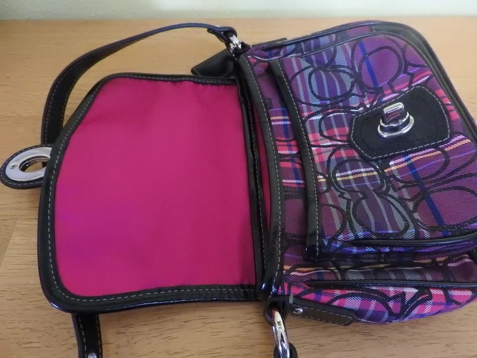 BOLSO MULTICOLOR VINTAGE COACH TARTÁN AMAPOLA PEQUEÑO CENTAVO SOLAPA G1026-F15477 Foto 4 de 4