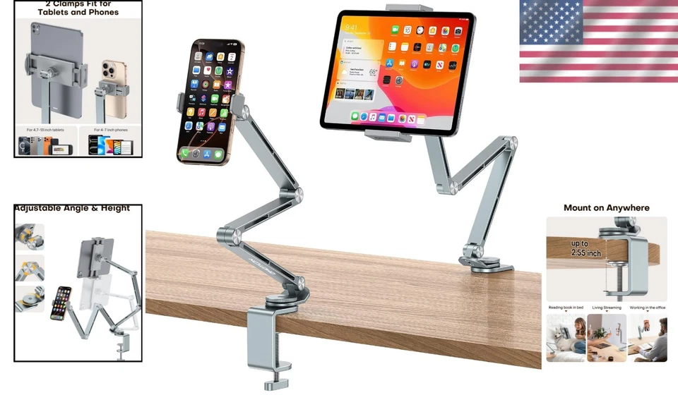 Flexible Aluminum Alloy Desk Phone Holder, 4-13" Devices - Image 2 of 4