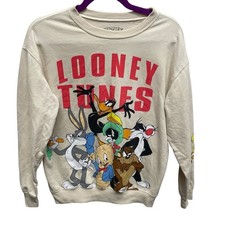 Looney Tunes women  s graphic print sweatshirt characters small fleece