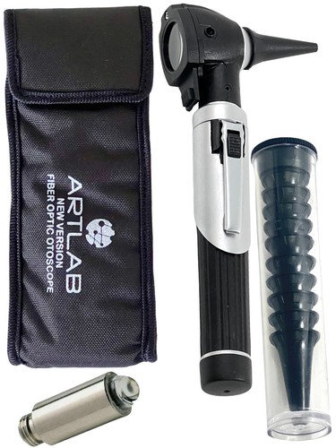 PREMIUM FIBEROPTIC OTOSCOPE SET ENT EXAMINATION DIAGNOSTIC USE -BLACK - Picture 3 of 11