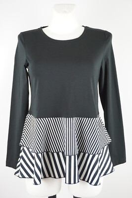 Alba Moda Shirt Damen Größe 36 38 40 42 Schwarz Weiß Oberteil Bluse Langarm