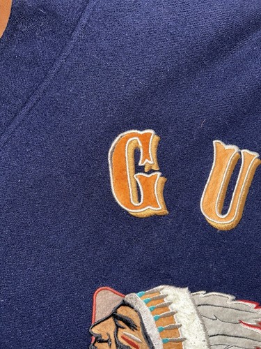 Vintage Guess Large Leather Wool Varsity Indian Aztec Jacket 90s (MAKE A OFFER) - Picture 9 of 11