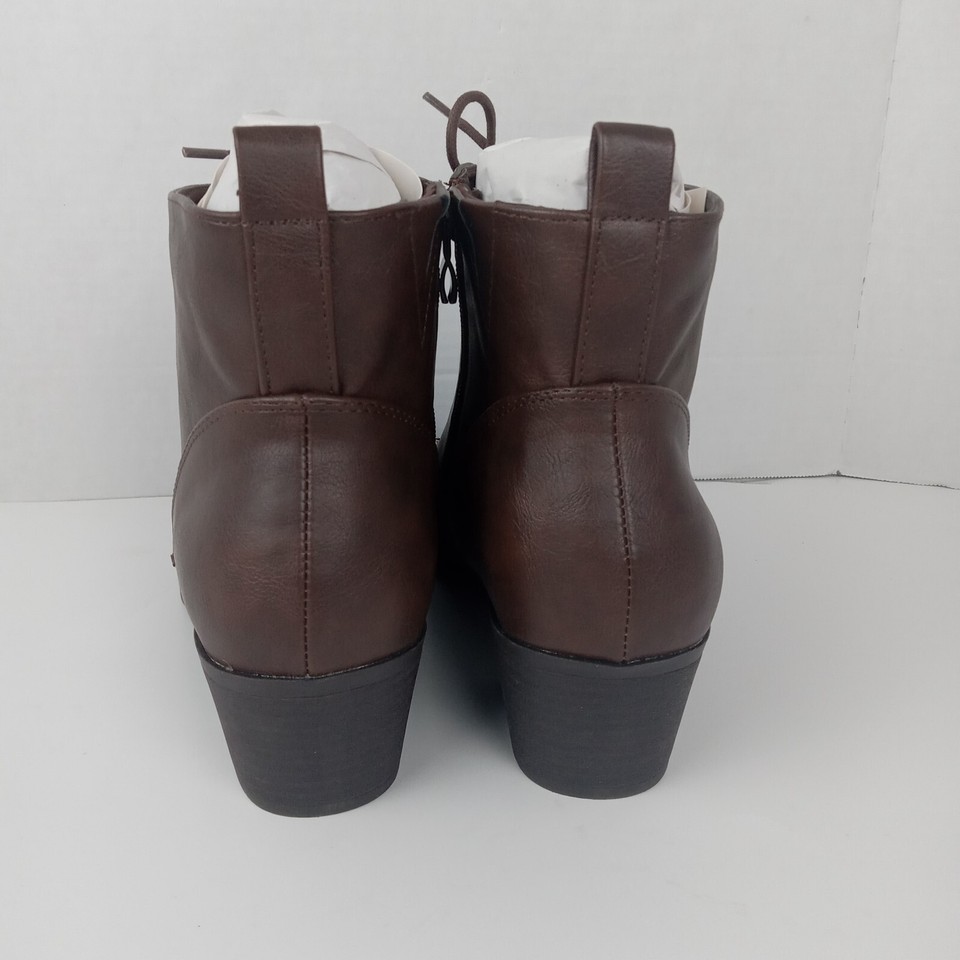 New Torrid Womens Ankle Boots Oxford Wide Width Lace Up Brown Almond