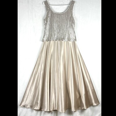 Cachet Formal Dress Sz 14 Silver Champagne MOB Prom Wedding New Year No  Jacket | eBay