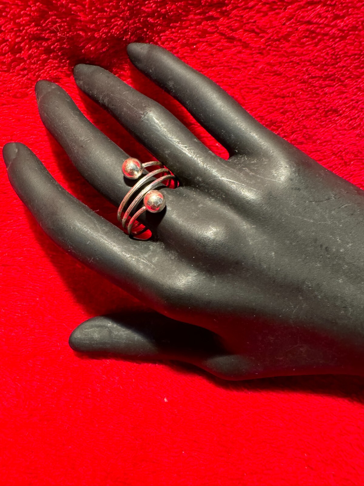 925 Silver Ring Wrapped Wire with Tiny Spheres On… - image 5