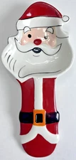 Sleigh Bell Bistro Santa Claus Spoon Rest Ceramic 10" Christmas Holiday
