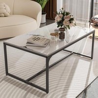 Couchtisch Wohnzimmertisch Sofatisch Marmor Alu Rahmen Beistelltisch 100*60Cm De