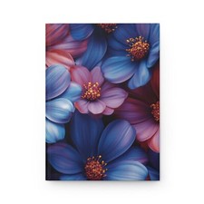 Hardcover Journal, Colorful Floral Design Pink Purple Blue Notebook, Diary,