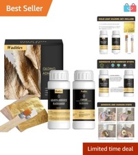 Gold Leaf Adhesive Kit - 100ml Glue  Varnish, 100 Sheets, 2 Brushes, Crafts Art