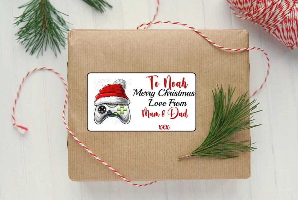 COLOUR ME PERFECT Personalised Gamer Christmas Labels Stickers Son Daughter Grandson Granddaughter