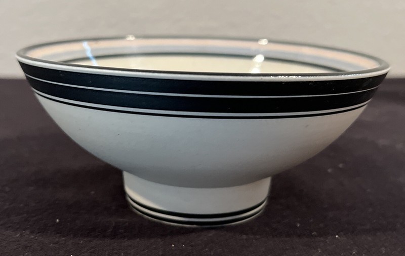 Roseline Delisle Canadian 1952-2003 Porcelain Small Bowl Black White Pink Stripe
