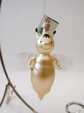 Vintage SOFFIERIA DE CARLINI Bumble Bee Glass Christmas Ornament