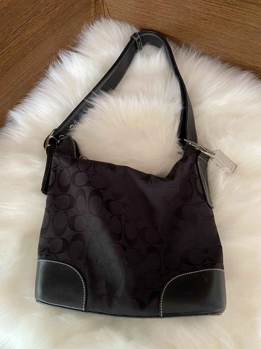 Vintage COACH Black Signature Jacquard Shoulder Crossbody Bag