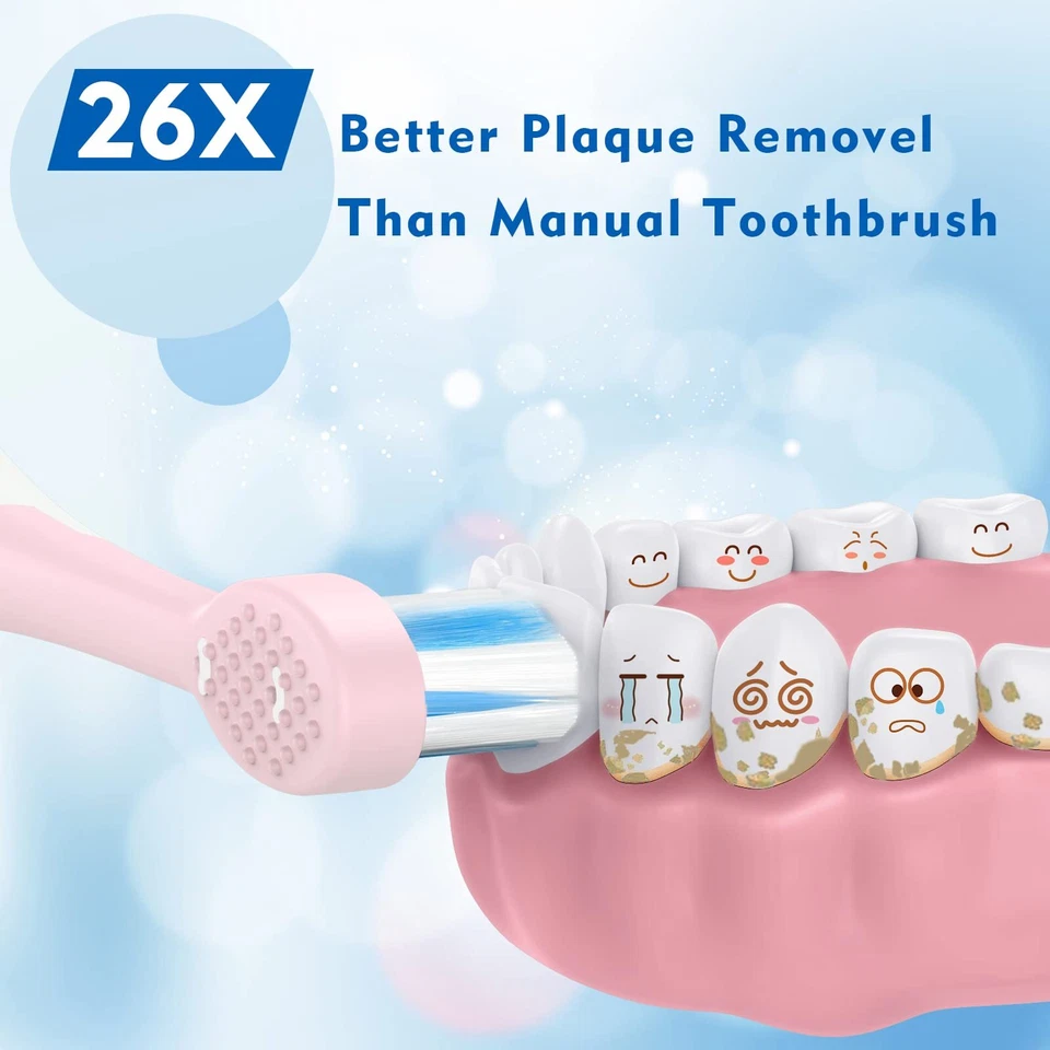 FUMEIKANG Cepillos de dientes eléctricos para niños Cepillo de dientes sónico recargable Regalos para Bo Foto 3 de 4