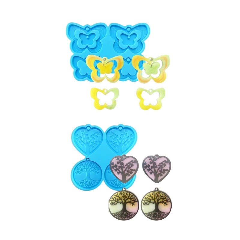 Earrings Pendant Silicone Molds with Hole Life Tree Ornament Epoxy Resin Mold
