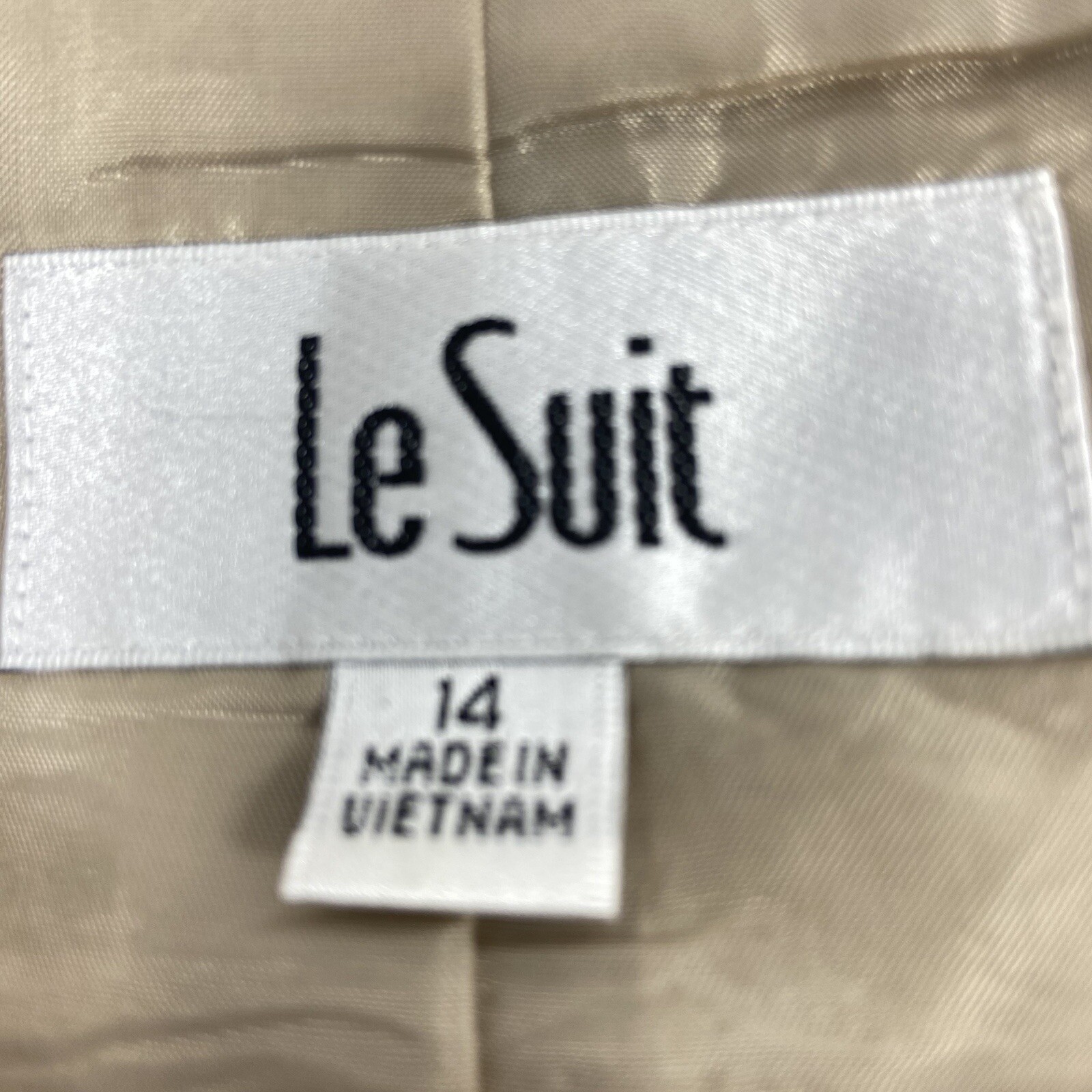 Le Suit 2PC Skirt Suit Women’s 14 Champagne Blazer Button Leopard Prints Shiny