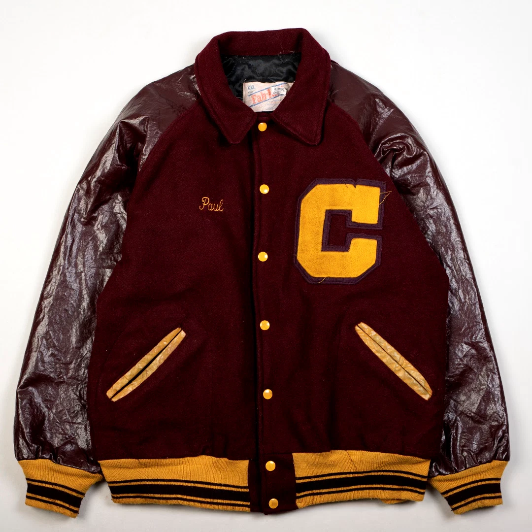 Vintage Varsity Jacket Made IN USA Burgundy Red