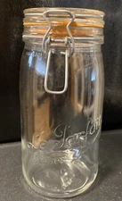 Jumbo Vintage France Le Parfait Super Glass Canning Jar Wire Lid & Seal 9” 1.5L