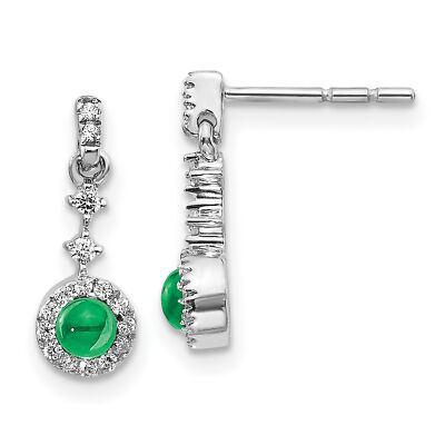 Ohrringe 14 Karat Weißgold Diamant und Cabochon Smaragd