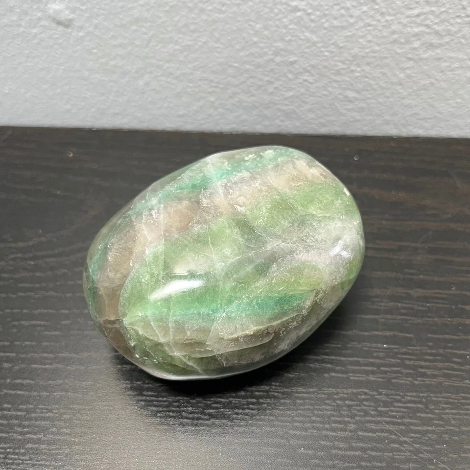 Piedra de palma verde fluorita cristal curativo Reiki piedra de palma 3" 12 OZ 340 g Foto 4 de 4