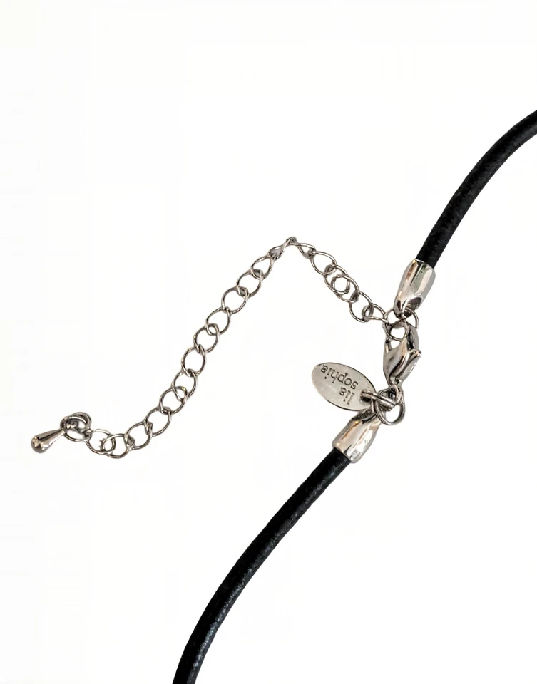 LIA SOPHIA 18" TONO PLATA ABULÓN CONCHA COLGANTE GARGANTILLA COLLAR CON CORDÓN NEGRO Foto 4 de 4