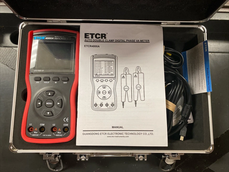 ETCR4000A Inteligente Doble Abrazadera Digital Fase Voltamperios Medidor U Foto 2 de 4
