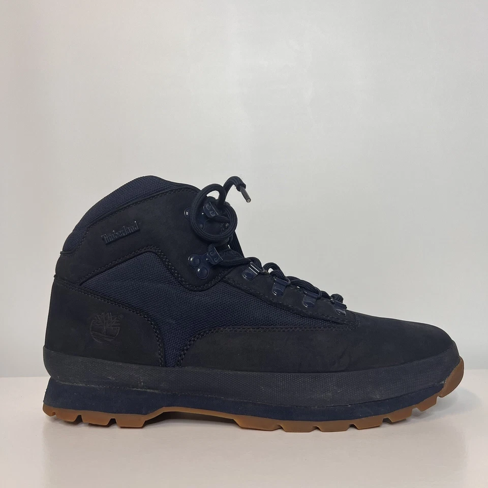 Timberland Euro Hiker Leather Suede Mid Hiking Boots Blue Lace Mens US Size 13 - Image 3 of 4
