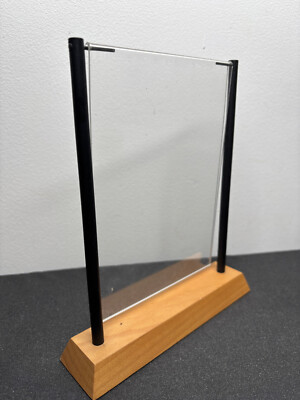 Acrylic Double Sided 5 x 7 Hanging Photo Display on Wood Base Table Display