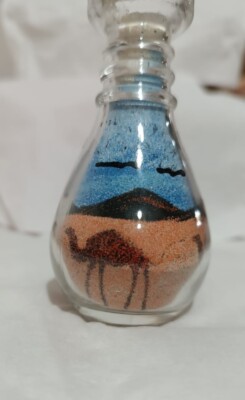 SAND GLASS BOTTLE JORDAN DESERT ART HAND MADE HOME DECOR SMALL
