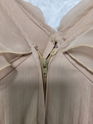 60s Babydoll Dress Sz 11 Tan Flutter Sleeve Sexy V-Neck Forest Fairy Lingerie - Picture 15 of 24