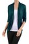 Rolled-Tab Sleeves Open Banded Flyaway Cardigan With Pockets - Rayon Spandex Blend