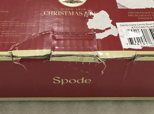 Spode Candy Cane Christmas Tree 6" Ceramic Candy Dish Macy's NEW w BOX WEAR - Picture 5 of 5